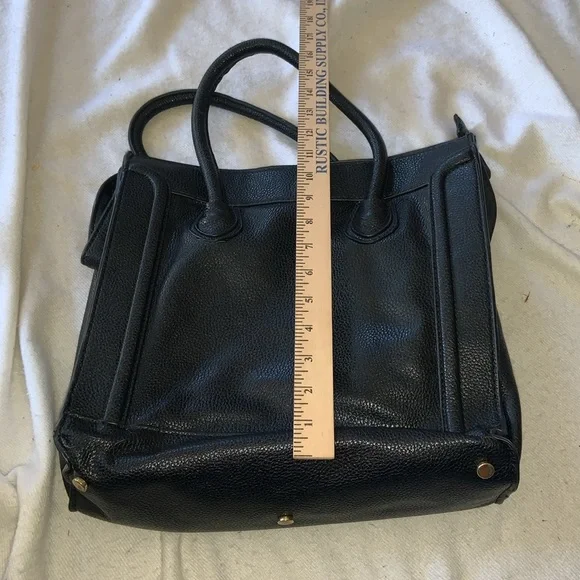 Neiman Marcus zipper tote satchel. Airline carry on SOFT black PU leather - Picture 3 of 8